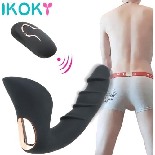 IKOKY 10 Frequency Prostate Massager Anal Dildo Vibrators Anal Plug Sex toy for Men Wireless Remote Control