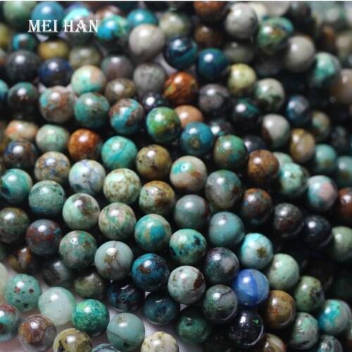 Meihan Wholesale (1 strand/set) 8-8.5mm natural Chrysocolla smooth round loose beads for jewelry making design DIY