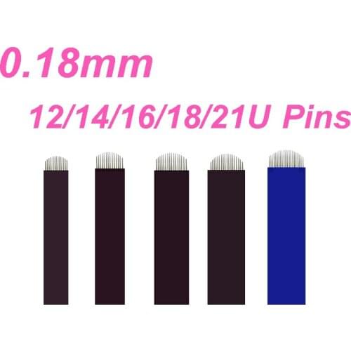 0.18mm U Shape Microblading Needle 12/14/16/18/21 Lamina Tebori 18 Pin Permanent Makeup Tattoo Eyebrow Manual Pen 3d Embroidery