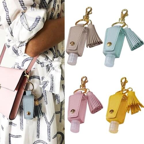 Refillable Bottle with Holder Keychain Transparent Empty Plastic Bottles Containers for Soap Lotion Toiletries JDH88