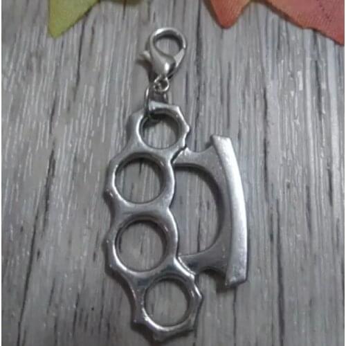 50P Fashion Vintage Gym Exercise Brass Knuckles Charm Pendant protection Necklace Bracelets Jewelry Accessories 32*19MM