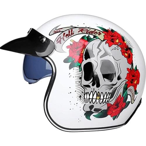 Retro Motorcycle Helmet 3/4 Open Face Shield Half Helmets Motorbike Jet Helmet with Sun Visor for Men Women Adult DOT Approved