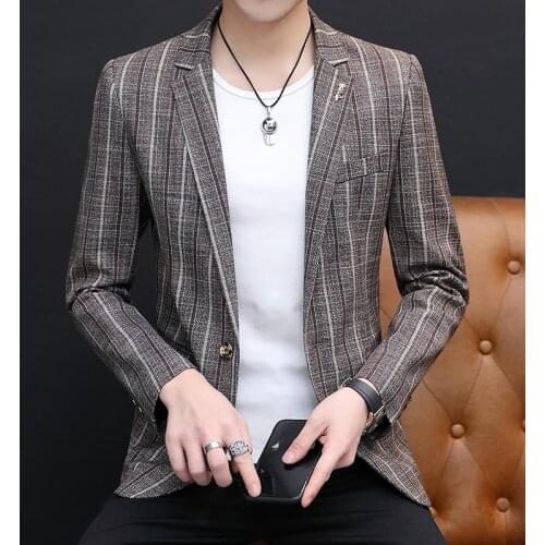 COO 2021 Mens Spring New Trendy Handsome Striped blazer Youth Cool Casual blazer