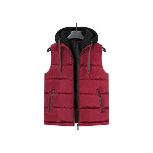 Mens Jacket Sleeveless Vest Winter Male Cotton-Padded Hooded Vest Coats Casual Thick Thermal Waistcoats Mens Clothing