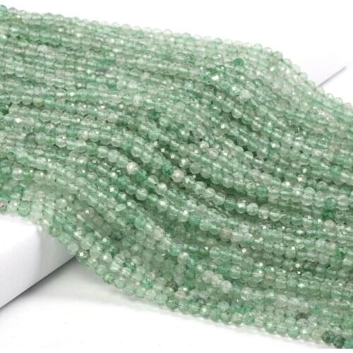 Natural Stone Faceted Round Green Strawberry Small Beads Loose spacer beads for Jewelry Making DIY Necklace Bracelet Accessories