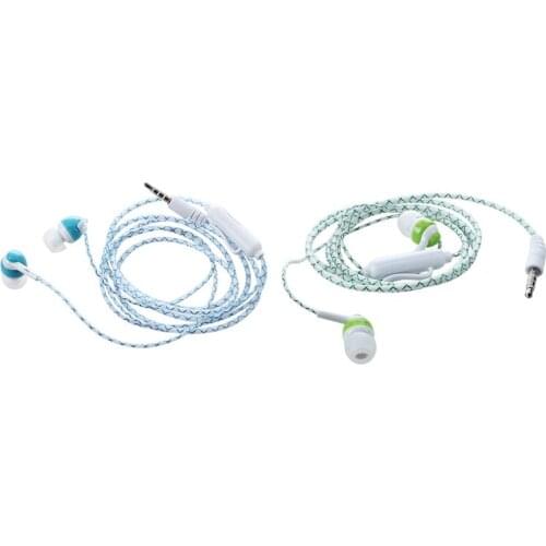 2Pcs Glow in the Dark Headphones Cool Led Earphone Luminous Neon Headset with Microphone Night Lighting - Green & Blue