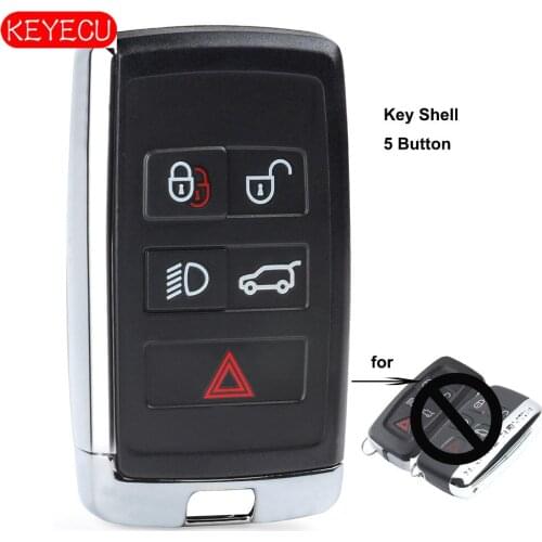 Keyecu Updated Key Shell for Land Rover Range Rover Range Rover Sport 2012-2017 Jaguar Remote Key Case Fob 5 Button - KOBJTF10A