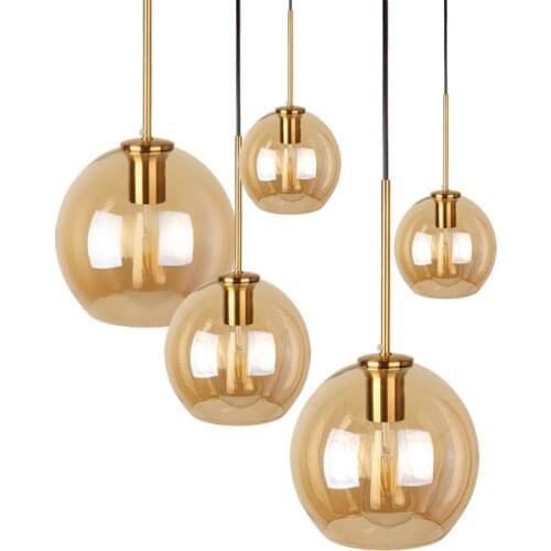 Glass Ball Led Pendant Light Modern Kitchen Hanging Lamp Dining Room Lights Suspension Luminaire Bar Cafe Loft Industrial Decor