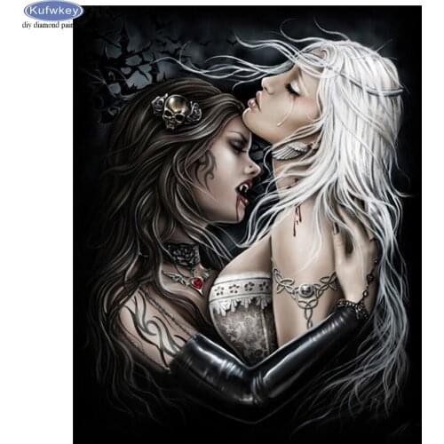 Full Round 5D Diamond Embroidered Vampire woman Diamond Painting Horror Halloween Sewing DIY Diamond Mosaic Cross Stitch kit