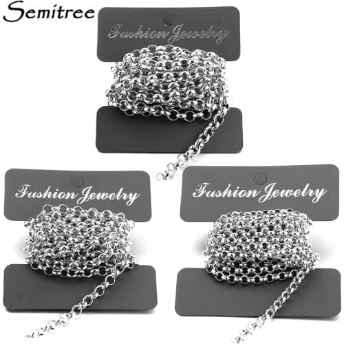 Semitree 2 Meters Stainless Steel BL Chains O Bulk Link Chain DIY Pendant Necklace Jewelry Findings Bracelets Making Accessories