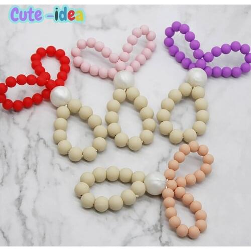 Cute-Idea Pacifier Chain Silicone Beads Baby Teethers Food Grade Baby Teething Toys Pacifier Chain Necklace Silicone Beads