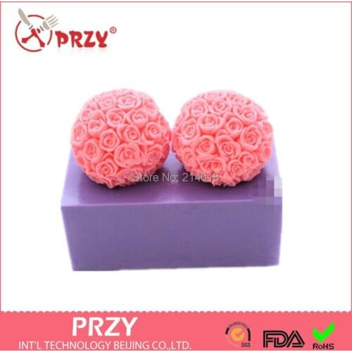 Roses Hand-baked Cake Ball Silicone Molds Cake Decoration Mold Handmade Soap Mold Candle Valentines Day 3D Moulds PRZY No.s8008