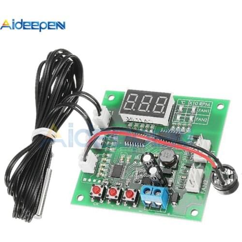 DC 8-60V 2 Way Cooling PWM LED Digital Fan Temperature Controller Temperature Speed Governor Thermostat Regulator 12V 24V 48V