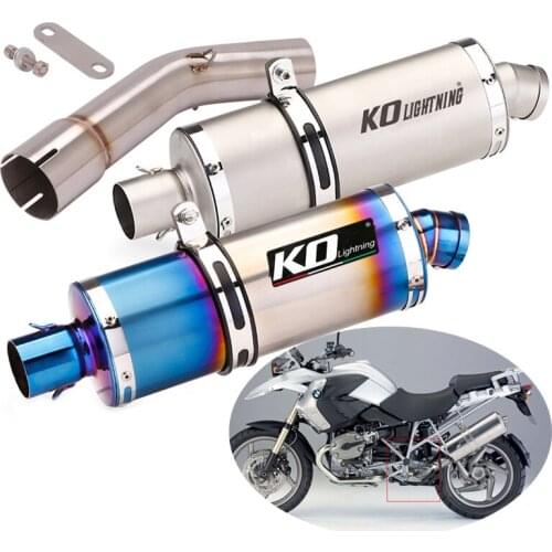 For BMW R1200GS R1200GS Adventure 2004-2009 Exhaust Pipe Motorcycle Mid Link Tube Slip On 51mm Mufflers with DB Killer Left Side