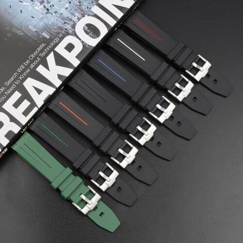 Curved End Silicone Rubber Watch Strap 20mm 22mm High Quality Stainless Steel Buckle Replacement for Rolex GMT Yatch Master