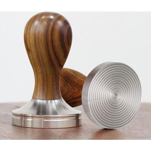 High Quality Coffee Press Tool Stainless Steel Based Solid Wooden Handle Coffee Tamper Set Material STAINLESS STEEL + WOOD