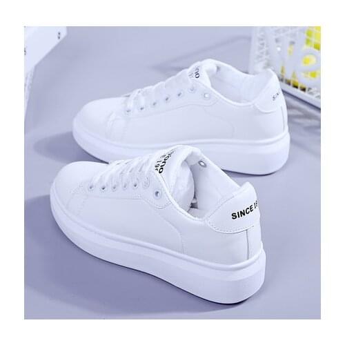 2020 New Fashion Breathble Vulcanized Shoes Women Sneakers Pu Leather Platform Casual Shoes Women Lace Up Little White Shoes