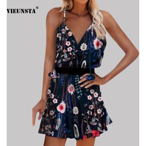 Vestido New Off Shoulder Elegant Dress Vintage Printed V Neck Women A-line Dress Ladies Strapless Spaghetti Strap Summer Dresses