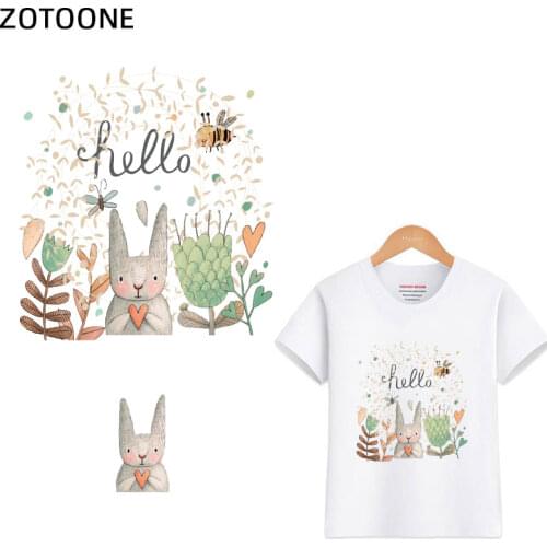 ZOTOONE Cute Rabbit Flower Patches Iron on Patch for Clothes Easter Sticker for Kids Heat Transfers Applications DIY Appliques