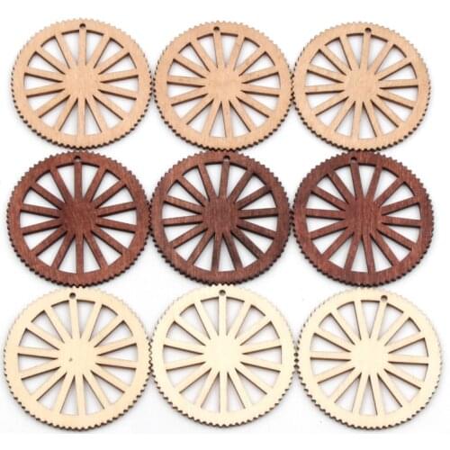 10pcs Wheel Gear Handmade Wooden Home Decoration Round Painting Wood Scrapbooking Diy Crafts Accessory 50mm