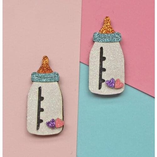 10pcs Padded Applique Babys Bottle Equipment for DIY Clothes Hat Patches Headwear Hair Clips Baby Boy Accessories