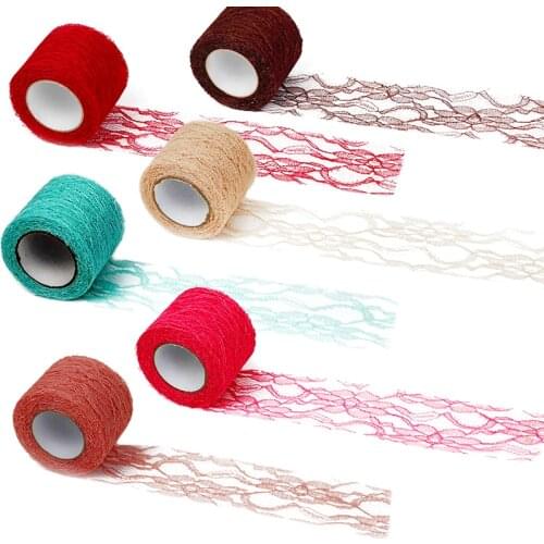 10 Yards Spool Tulle Roll 5cm Polyester Lace Ribbon DIY Tutu Skirt Party Decor Chair Sash Bow Wedding Birthday Party Decoration