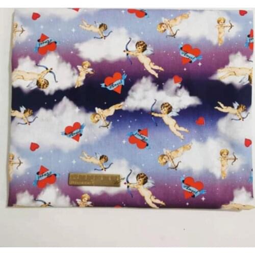 100% Cottton ViaPhil Brand Flying Love Angel in Sky Cloud Fabric DIY sewing Clothing Tissue Telas 50x105cm Cloth Dress Decor