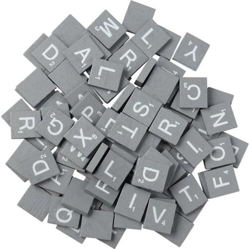 100PCS Grey Natural High Quality Wood Chips DIY 26 English Letters Words Alphabet Puzzle Literacy Box Baby Intellectual Wooden