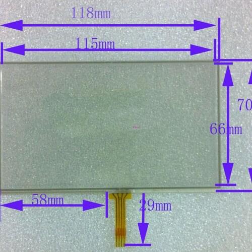 5PCS/LOT 5'' four-wire 118*71 117*70 resistance touch external screen for learning machine DVD car navigation Clarion Road Rover