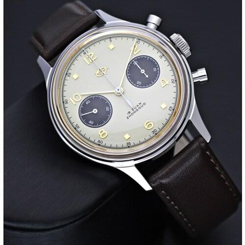 2021 Pilots Mens Chronograph Watch Sapphire Acrylic Gooseneck Seagull Movemen Men Military Mechanical Wristwatches Reloj Hombre