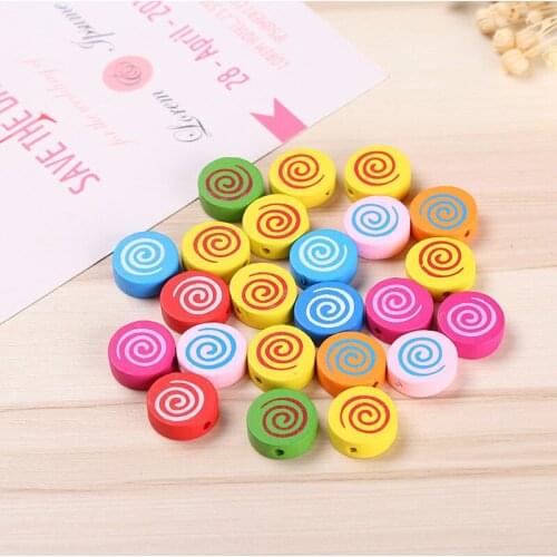 18mm Children Jewelry Wooden Beads Colorful Circle Wood Beads DIY Multicolor Jewelry Making Accessories 20PCS/Pack