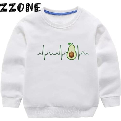 Childrens Hoodies Kids Cute Avocado Heartbeat Funny Sweatshirts Baby Cotton Pullover Tops Girls Boys Autumn Clothes,KYT5352