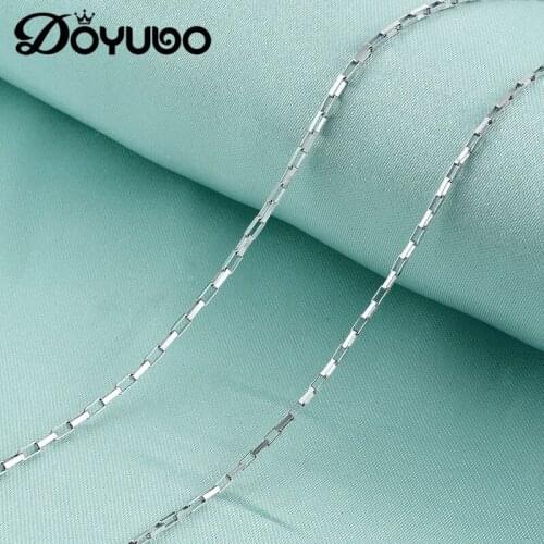 DOYUBO Simple Design Women 925 Sterling Silver Pane Shape Necklaces With No Pendant 40cm/45cm Solid Silver Chains Necklace VG019