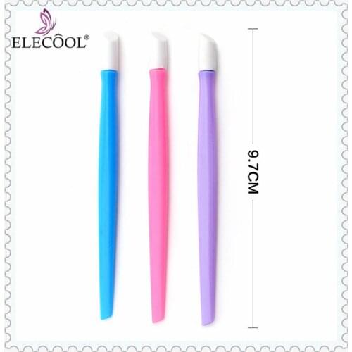 ELECOOL 3pc/lot Nail Art Care Tools Angled Wood Cuticle Pusher Random Color Nail Stick Cuticle Pusher Remover Manicure Stick