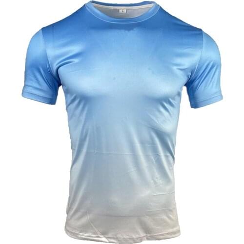 Gradient Color 3D Printed Quick Dry Compression Mens T-Shirts Running Shirt Fitness Tight Tennis Soccer Jersey Gym Sportswear