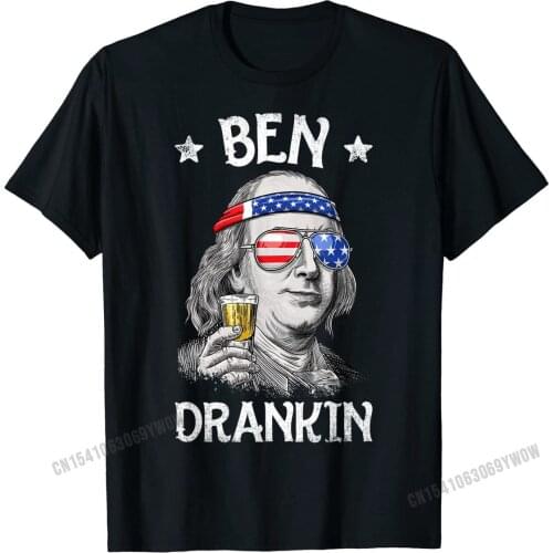 4th of July Shirts for Men Ben Drankin Benjamin Franklin Tee T-Shirt Cotton Male T Shirts Printed On On Sale Simple Style