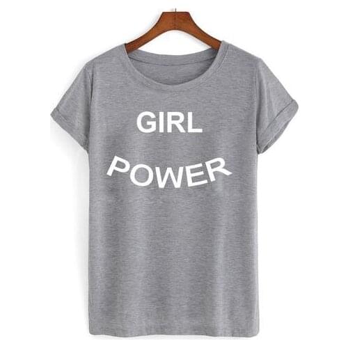 GIRL POWER Letter Print Women Tshirts Cotton Casual Funny t Shirt For Lady Top Tee Hipster Gray Drop Ship H-95