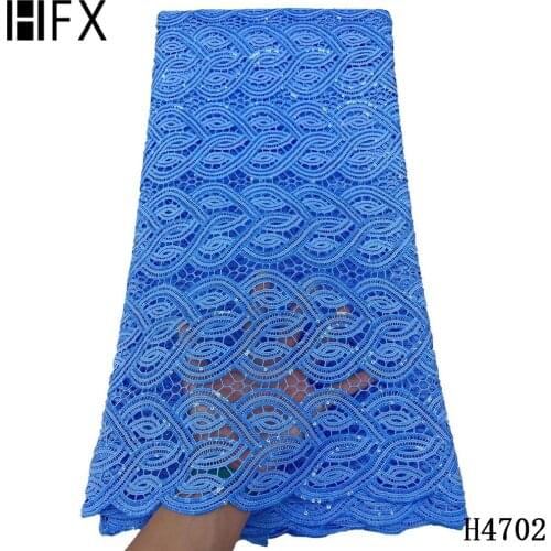 HFX Cord Lace African Lace Fabric 2021 With Sequins Nigerian Lace Fabric Water Souble Guipure Lace For Women Dress