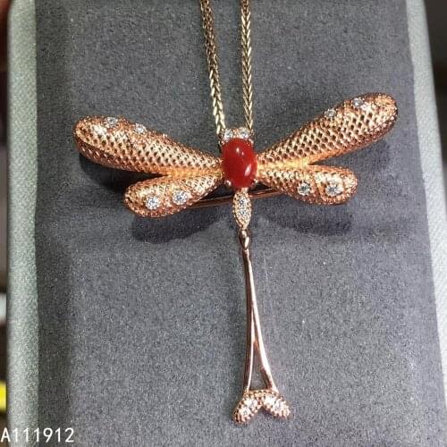 KJJEAXCMY fine jewelry natural red coral 925 sterling silver women Two wear pendant necklace chain support test luxury