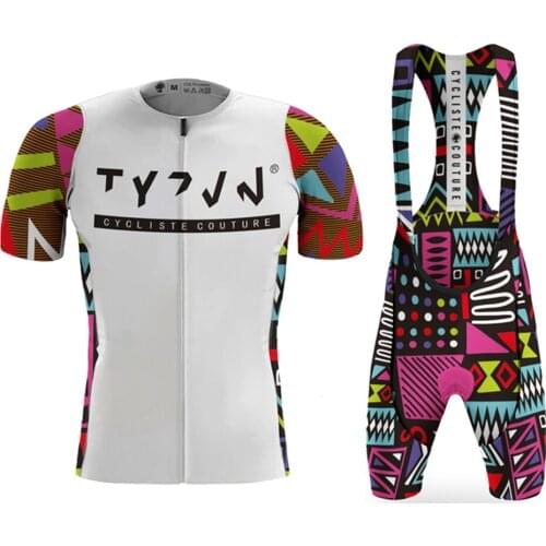 Tyzvn team summer high quality cycling short sleeve shirt matching bib shorts set ropa ciclismo hombre cycling MTB strap shorts
