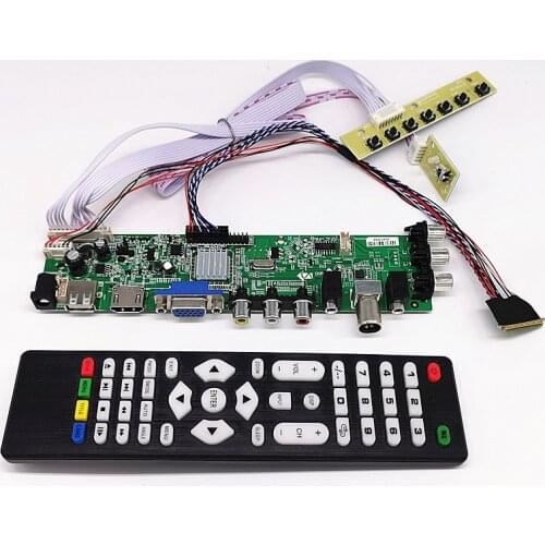 DVB-T2/DVB-T/DVB-C LCD digital TV Driver Controller Board Kit for 15.6" 40pins LCD B156XW02/LP156WH2/LP156WHB/LP156WH4 1366*768