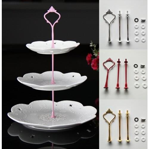 Crown 3 Tier Cake Cupcake Plate Stand Handle Hardware Fitting Holder DIY Cakes Plated Shelf Pole Cake Holder Dish Pole