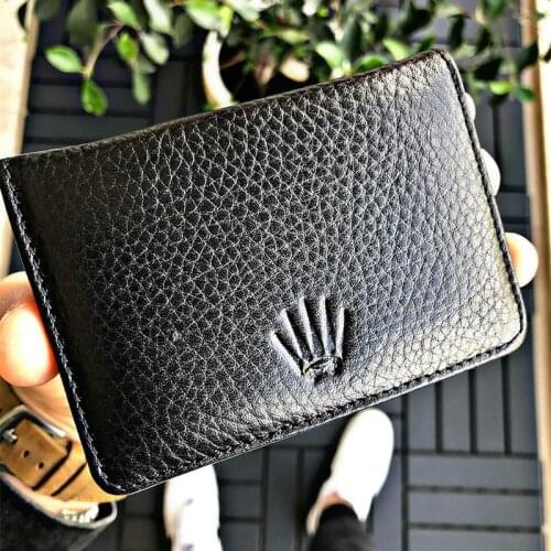 Leather Card Holder Wallet Men Brand Black Magic Trifold Leather Slim Mini Wallet Small Money Bag Male Purses Genuine Leather 100% Genuine Leather Men Wallet Coin Purse Small Mini Card Holder Portomonee Male Walet 3