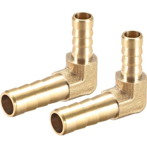 Uxcell 2pcs 8mm To 6mm Barb Brass Hose Fitting 90 Degree Elbow Pipe Connector Coupler Tubing Adapter for air, water, fuel