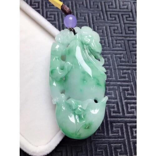 Top brand hollow hand-carved flower green jade pendant jade necklace women necklaces emerald pendants jade jewelry