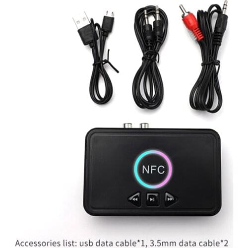 Mini BT5.0 Audio Receiver Adapter NFC 3.5mm RCA Audio AUX Output Wireless Bluetooth Dongle Stereo Receptor for Amplifier Speaker