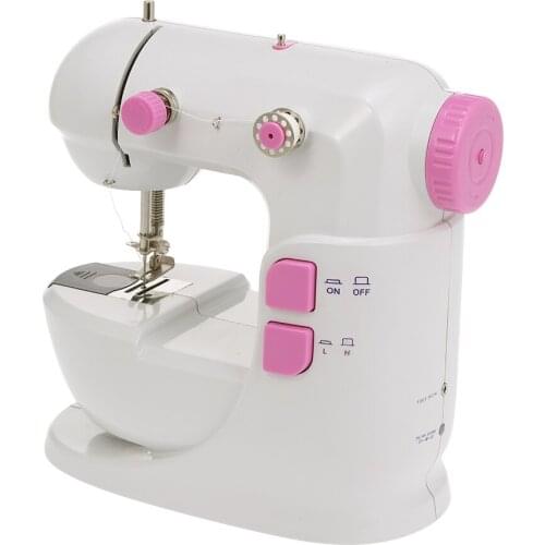 Mini Sewing Machine US Plug Adjustable Double Speed Double Thread Wide Table Cut Wire Free Arm Sleeves with Pedal Sewing Machine