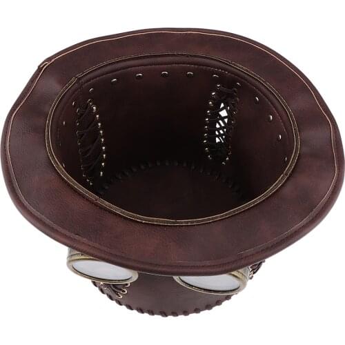 Steampunk Top Hat with Gothic Victorian Goggles Men Halloween Cosplay Dress