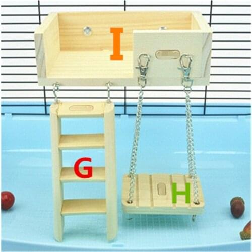 Hamster Wooden Toys Set Tube Tunnel Cage Seesaw House rainbow swing Small Animals Pets Play Toys for Rat Mouse Mice Hamsters