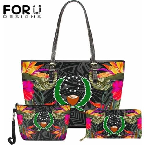 FORUDESIGNS New Fashion Pohnpei Polynesian Samoan Plumeria Tribal Printed Leather Handbags for Women 2021 Luxury Top Handle Bags